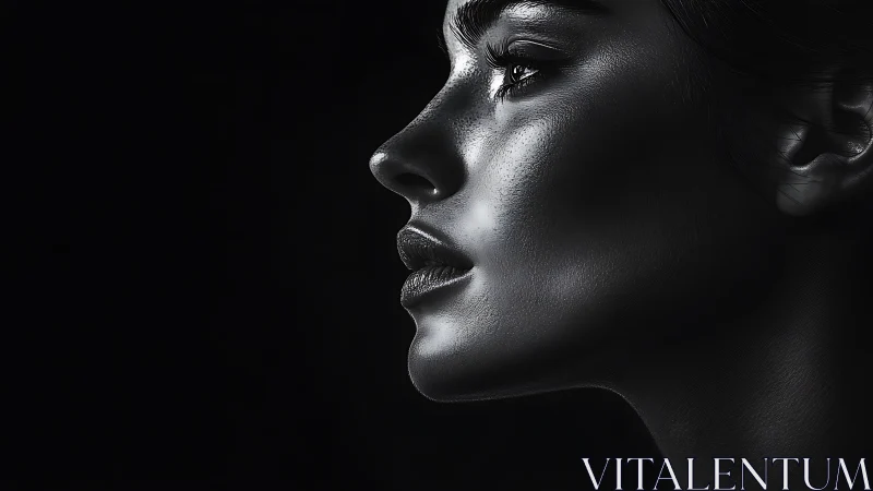 Quiet side profile glowing softly in deep shadowed light.