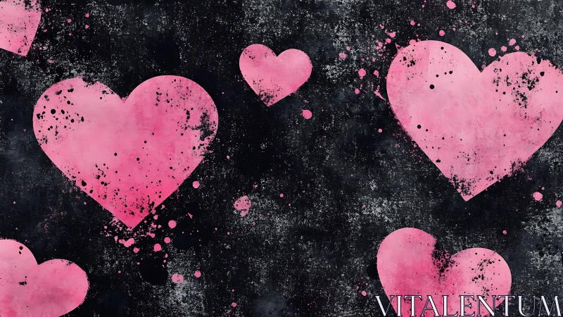 Pink Hearts Dance on Midnight Canvas.