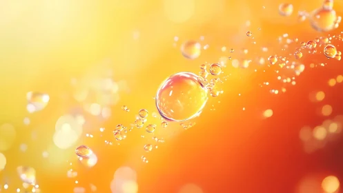 Sunlit droplets drift like tiny planets through molten dawn
