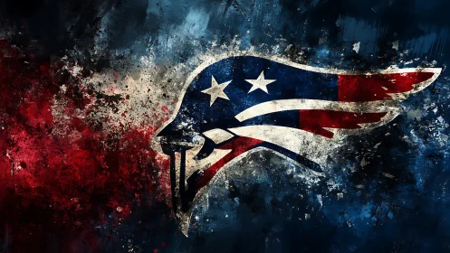 Bold patriotic football logo in a gritty painted burst.