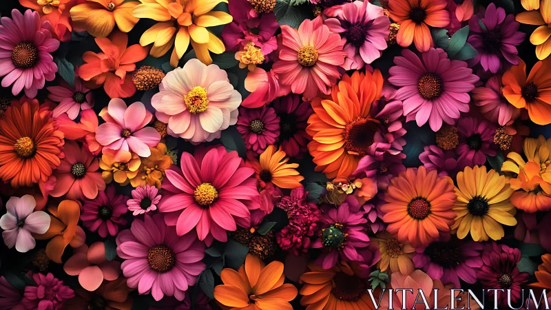 Vibrant Floral Abundance: Massed Daisies and Cosmos in Full Bloom