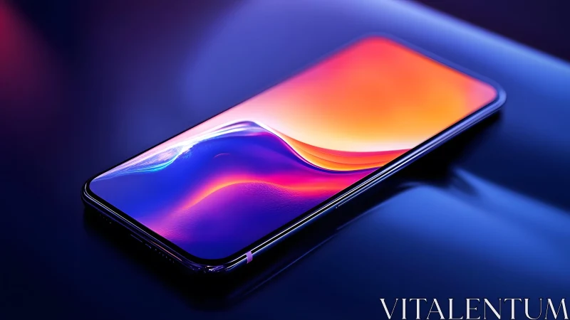 Sleek modern smartphone with vibrant display in neon lighting.