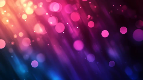 Vibrant bokeh light streaks in neon gradient background.