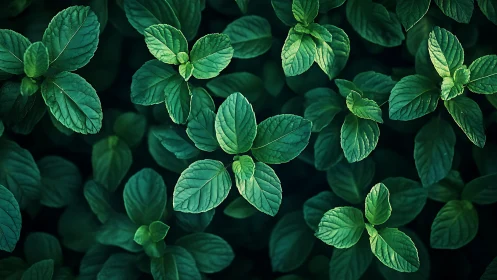 Mintleaf chorus in deep green hush, quietly glowing.