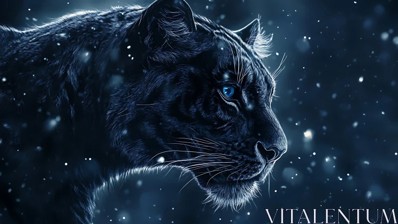 Nocturnal Snow-Swept Lynx with Luminous Eyes.