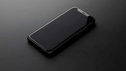 Sleek Midnight Handset Tilts Upon Shadowed Plane Below