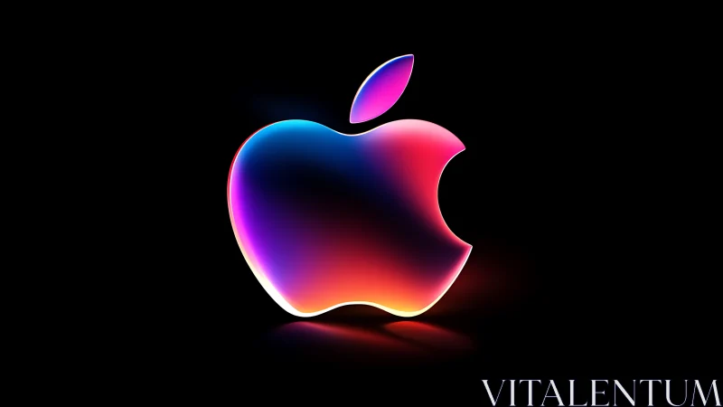 Multichromatic apple silhouette with neon edge glow rendering.