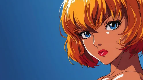 Electric gaze of the amber‑haired anime daydreamer.