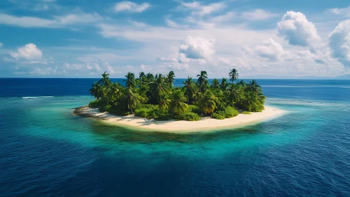 Tropical Paradise Island Surrounded by Turquoise Waters.