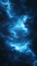 Blue nebula clouds dispersed across deep space field.