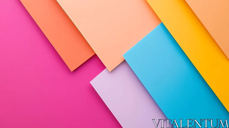 Colorful paper stairways quietly tilt across playful pink