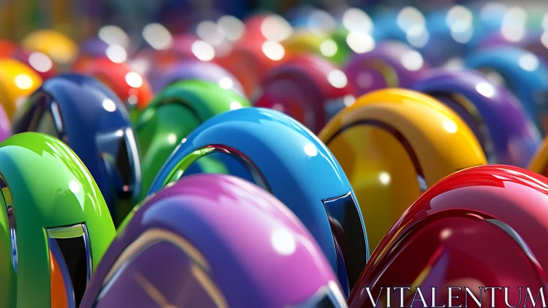 Curved glossy objects form a dense multicolored surface grid