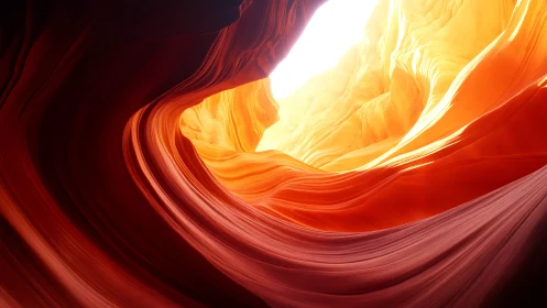 Glowing canyon curves invite the eye toward warm desert light