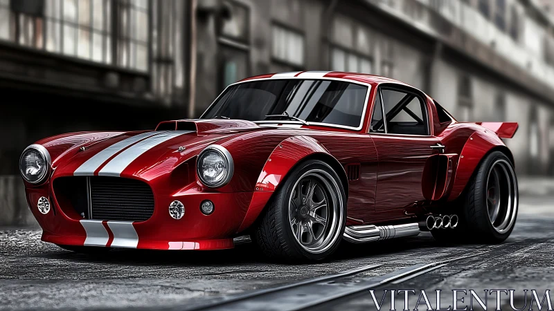 Crimson street racer waiting to roar down the city blocks.