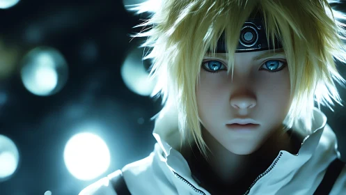 Anime-style luminous portrait with cinematic bokeh lighting.