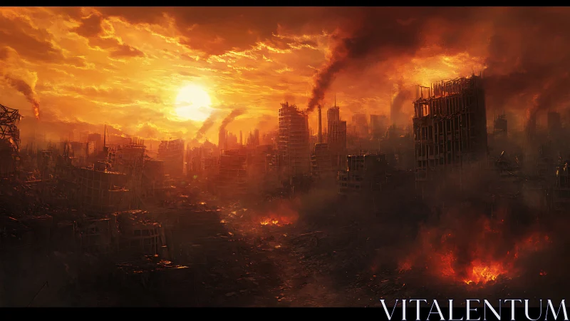 Embers of a broken city smolder beneath a bleeding sky