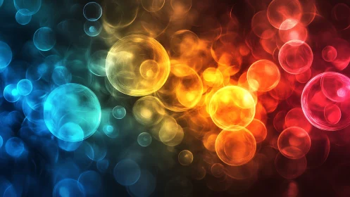 Multicolor bokeh light orbs with radial gradients and glow