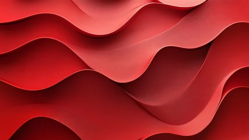 Red layered wave forms in abstract flowing composition.