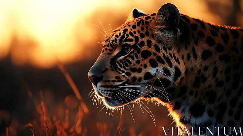 Crepuscular Leopard Portrait: Backlighting Analysis with Specular Highlights.