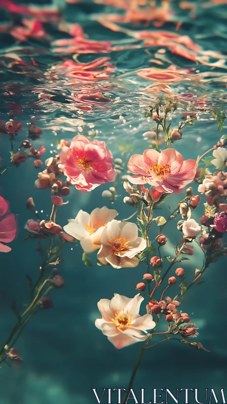 Submerged Blooms Dancing Through Turquoise Dreams