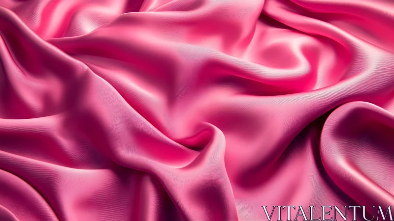 Pink Fabric with Dimensional Folds and Light Reflections.