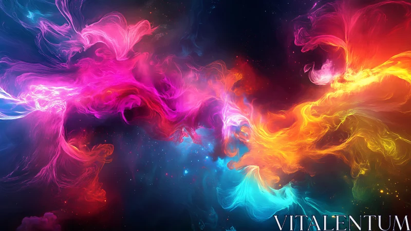 Multicolored luminous wisps forming abstract nebular band.