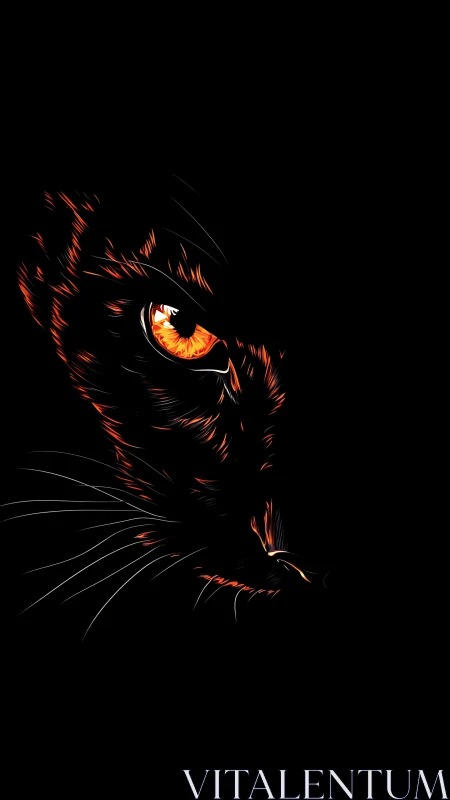 Vector-lit panther profile with emissive amber ocular focus.