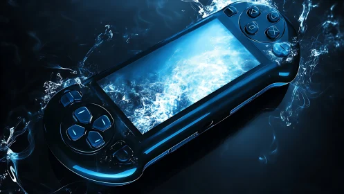 Hydrodynamic Portable Gaming Console with Kinetic Water Effects.