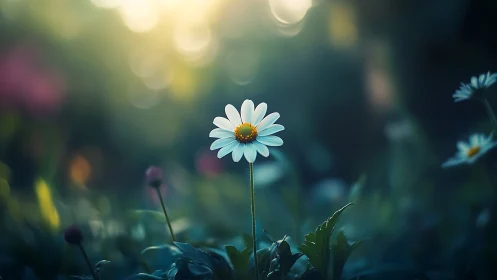 Shallow Depth of Field Daisy with Selective Focus and Bokeh Rendering