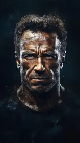 Weathered male portrait shows intense grit and resilience.