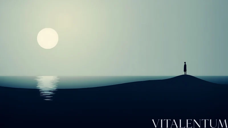 Solitary Figure on the Horizon at Dusk.