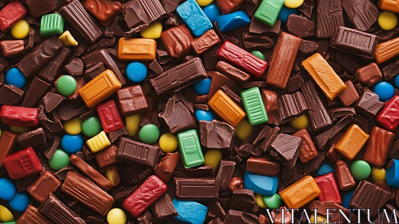 Colorful Chocolate Assortment Overhead View.