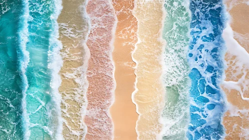 Tidal color spectrum turns shoreline into woven sea ribbons.