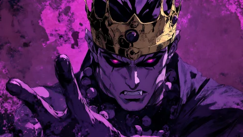 Violet-crowned vampire king hurls a hypnotic dark curse.