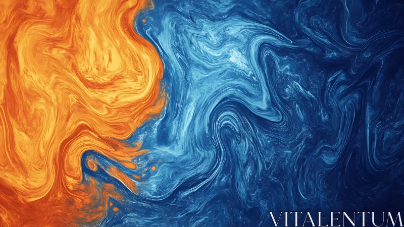 Molten fire swirls meet glacial tides in liquid negotiation