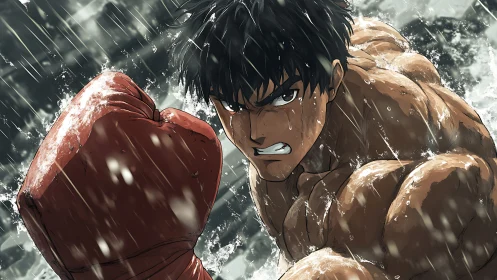 Fury in the Downpour: Warrior's Wet-Fisted Showdown.