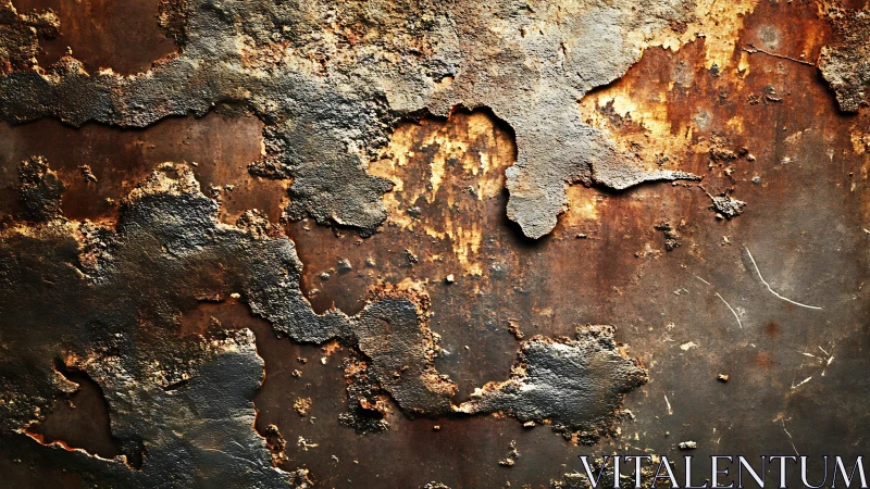 Textured Rusty Metal Surface with Peeling Paint in Industrial Style.