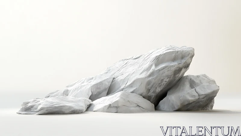 Clustered white rock formation rests on neutral background