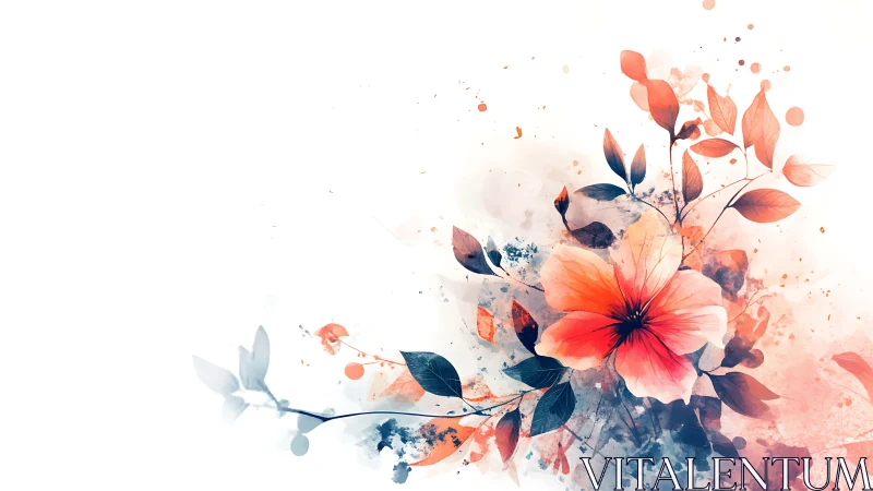 Vibrant flower illustration with abstract watercolor bursts.