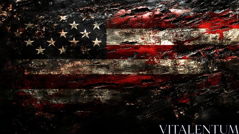 Distressed American flag rendered in heavily textured paint