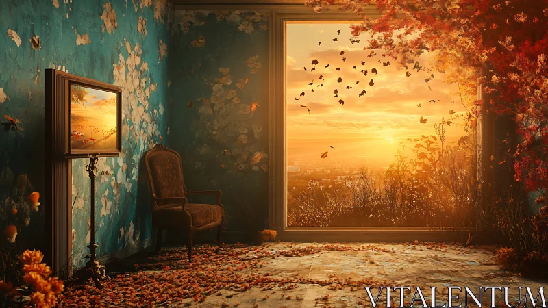 Sunset spills into a forgotten room and rearranges autumn