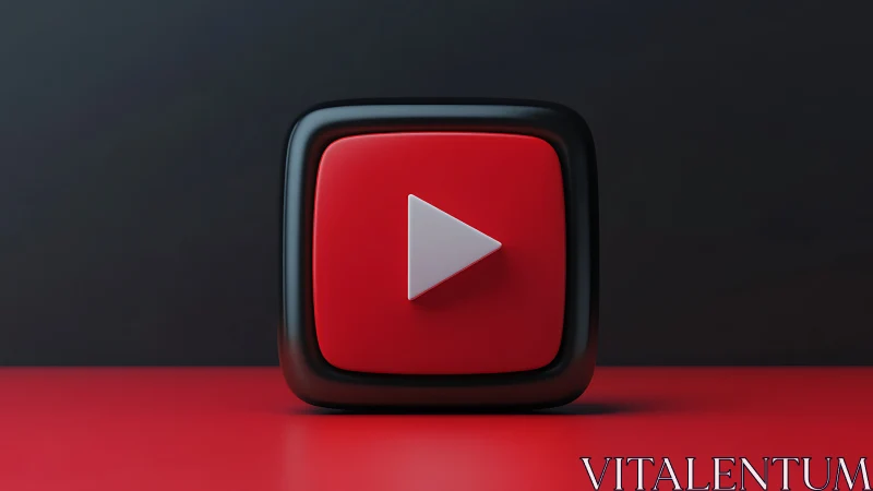 YouTube Play Button 3D Rendered Icon.