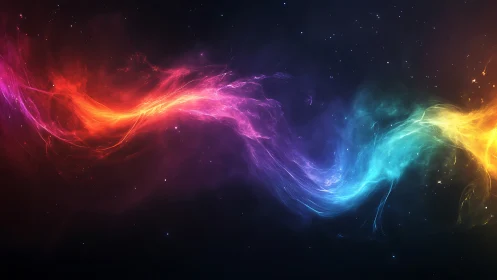 Prismatic nebula ribbon weaving color across silent space.