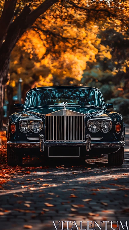 Autumn boulevard throne for a regal vintage Rolls-Royce.