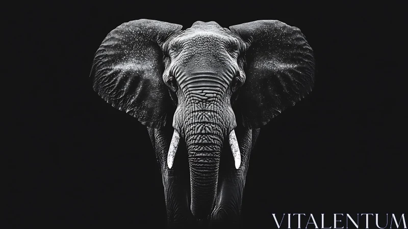 Midnight tusk monarch in stark monochrome silence.