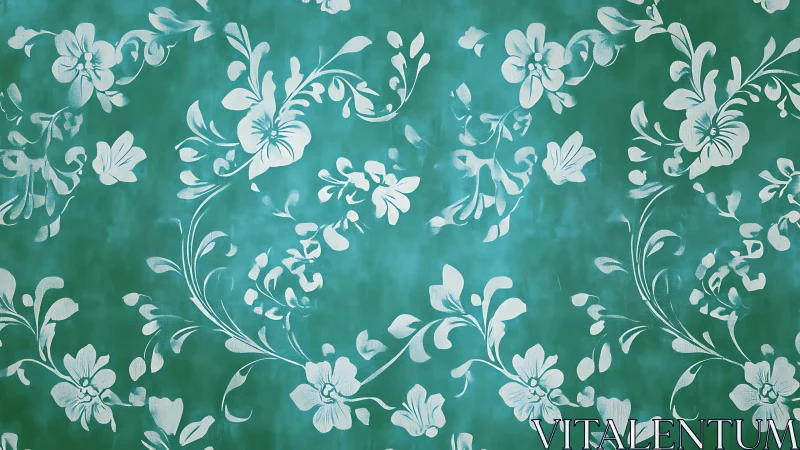 Floral whispers curl across teal like painted spring smoke