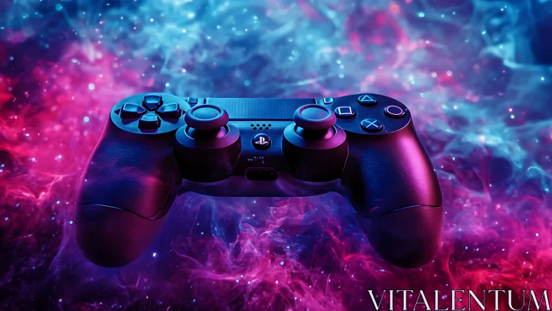 Cosmic gamepad drifts through neon galaxies of pure play