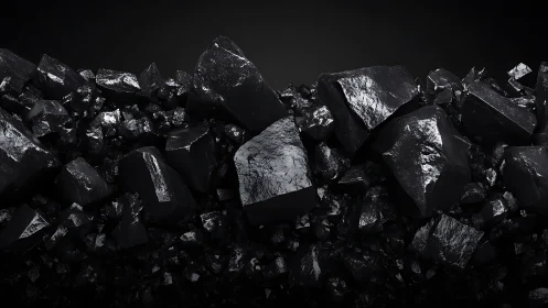 Gleaming black stones gathered in a dramatic midnight row.