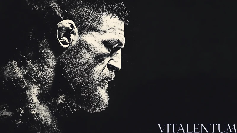 Monochrome fighter profile renders gritty emotional intensity