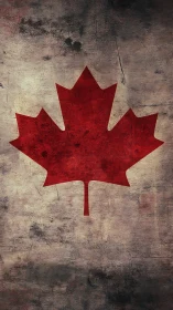 Distressed Canadian maple leaf emblem on grunge field.